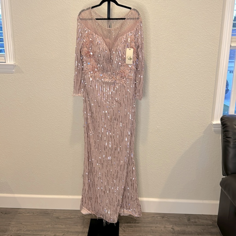 Madarati Long Sleeve Dress Pink - 52(XXL)